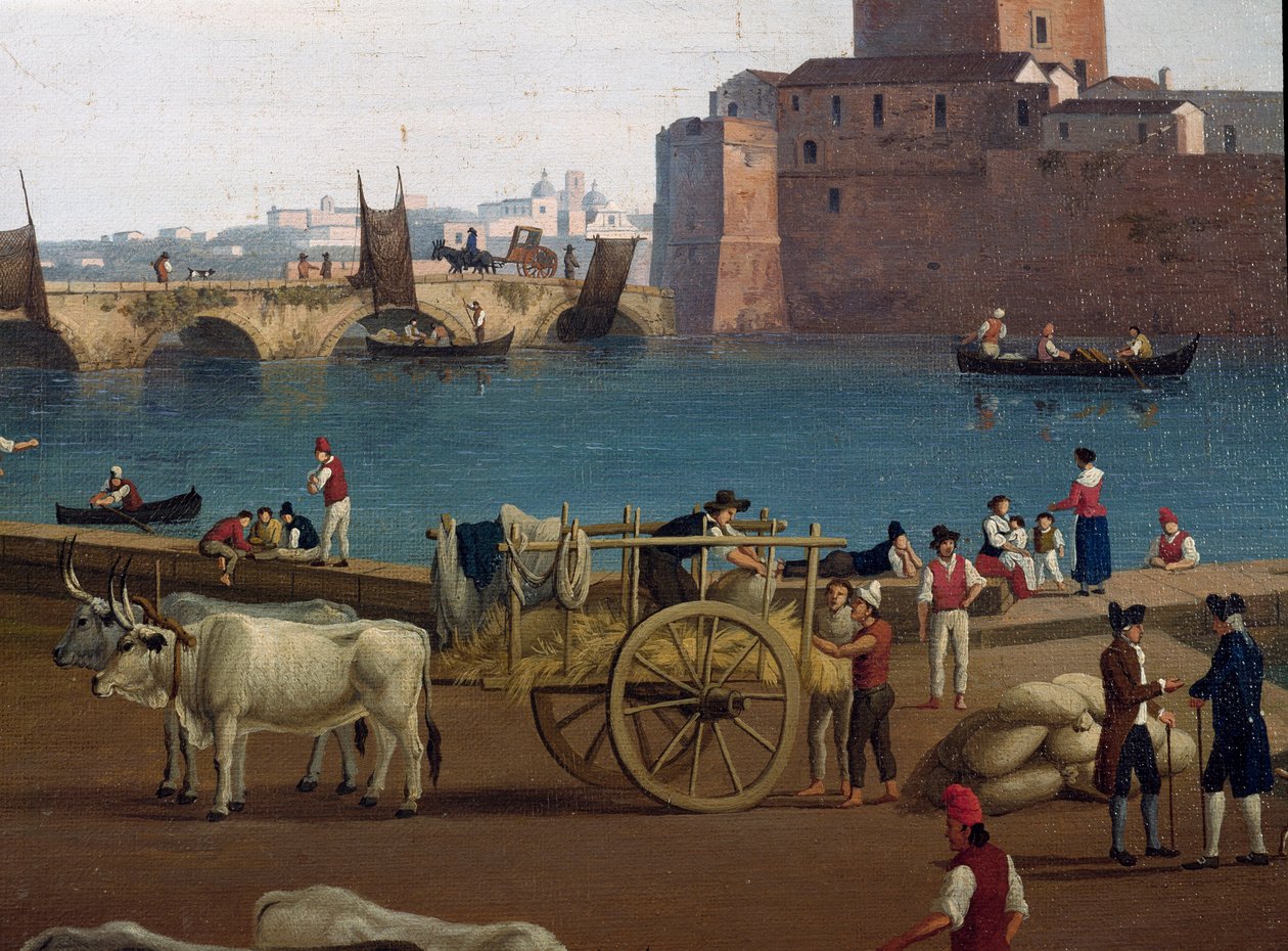 Zicht op de haven van Taranto in Italië in de 18e eeuw door Jacob-Philippe Hackert