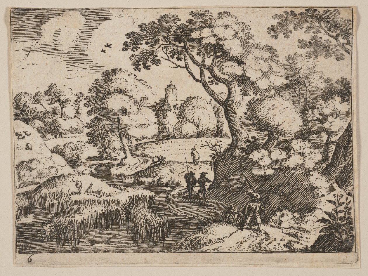 Pad tussen moeras en houtwal, uit Landschappen door Jacob Savery I