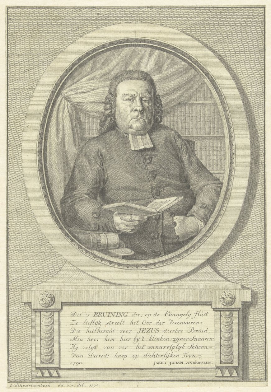 Portret van Hermanus Adrianus Bruining door Jacob Schwartzenbach