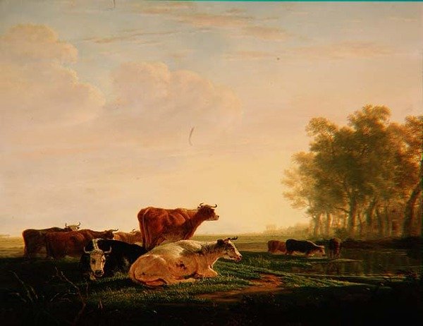 Vee in een landschap door Jacob Van Stry