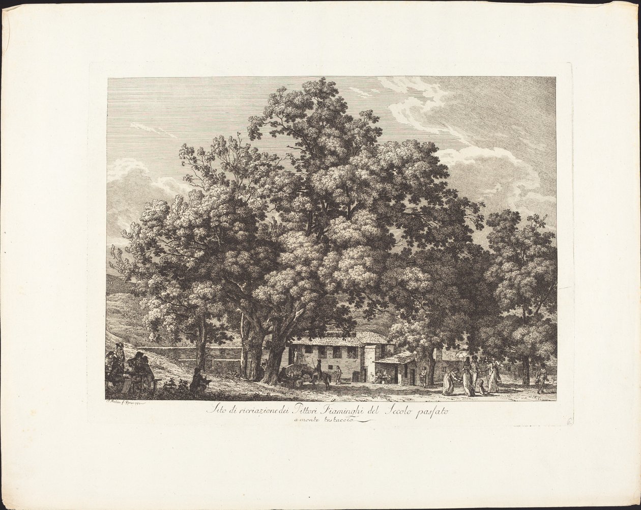 Recreatieplaats van Vlaamse Schilders van de Vorige Eeuw op Monte Testaccio door Jacob Wilhelm Mechau