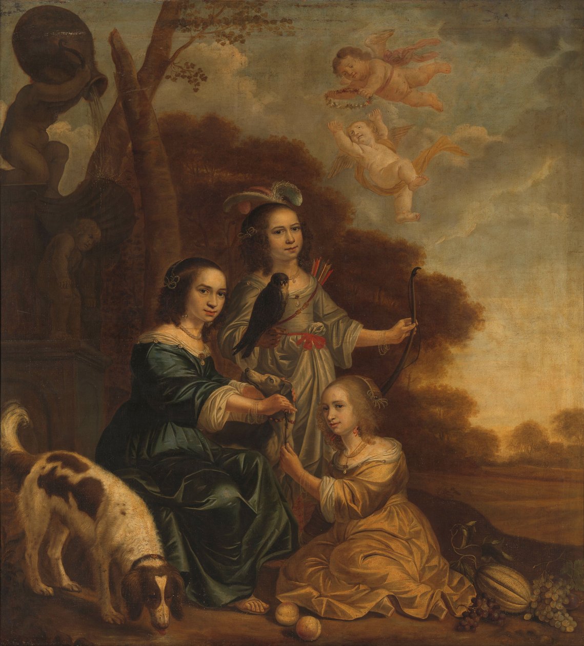 Portrait of Geertruyt, Margriet and Anna Delff door Jacob Willemsz Delff