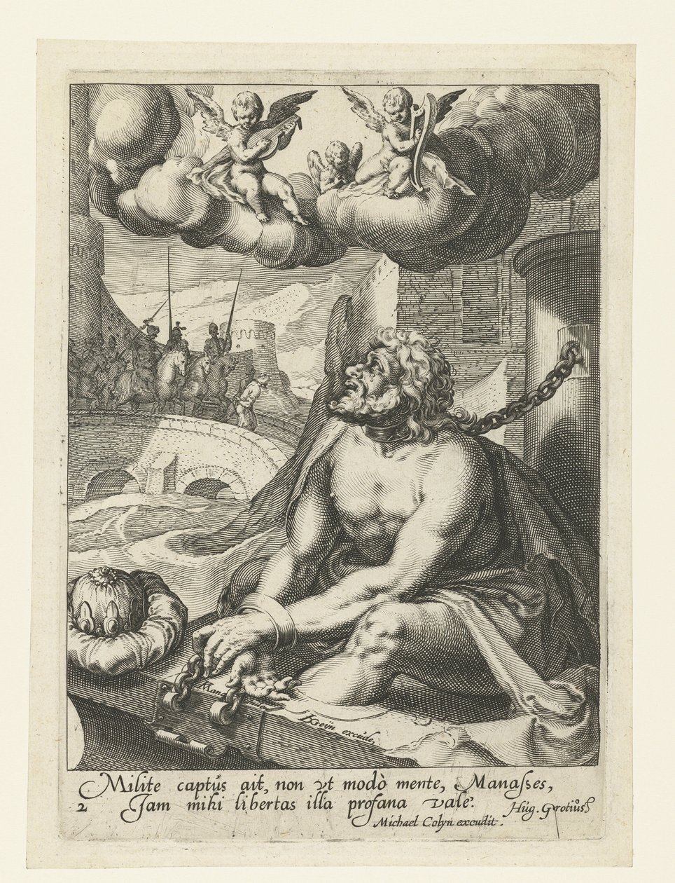 Manasse als berouwvolle zondaar door Jacob de Gheyn (II) (workshop of)