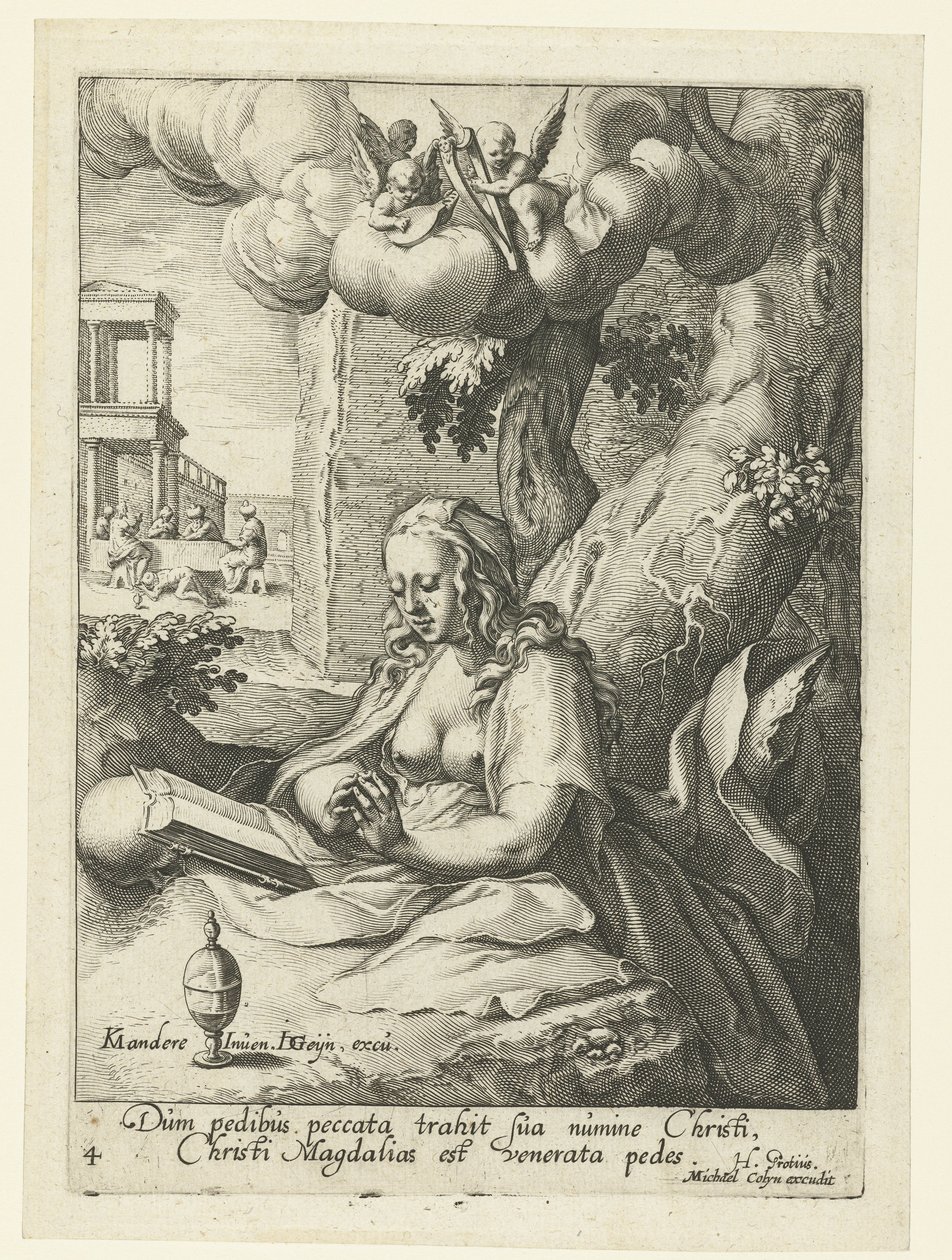 Maria Magdalena als berouwvolle zondaar door Jacob de Gheyn (II) (workshop of)