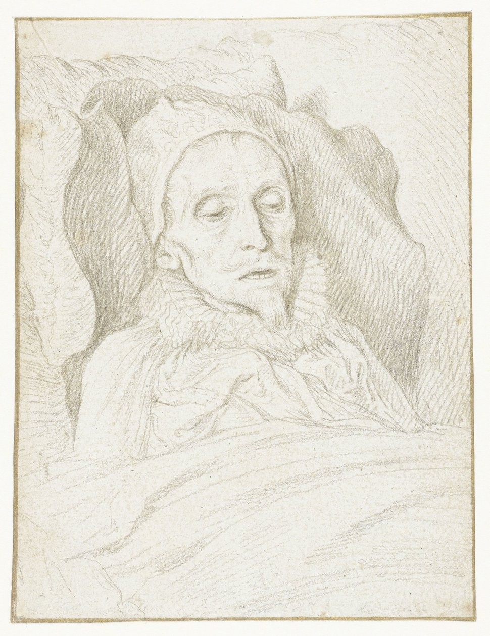 Portret van Prins Maurits op zijn sterfbed door Jacob de Gheyn (II)