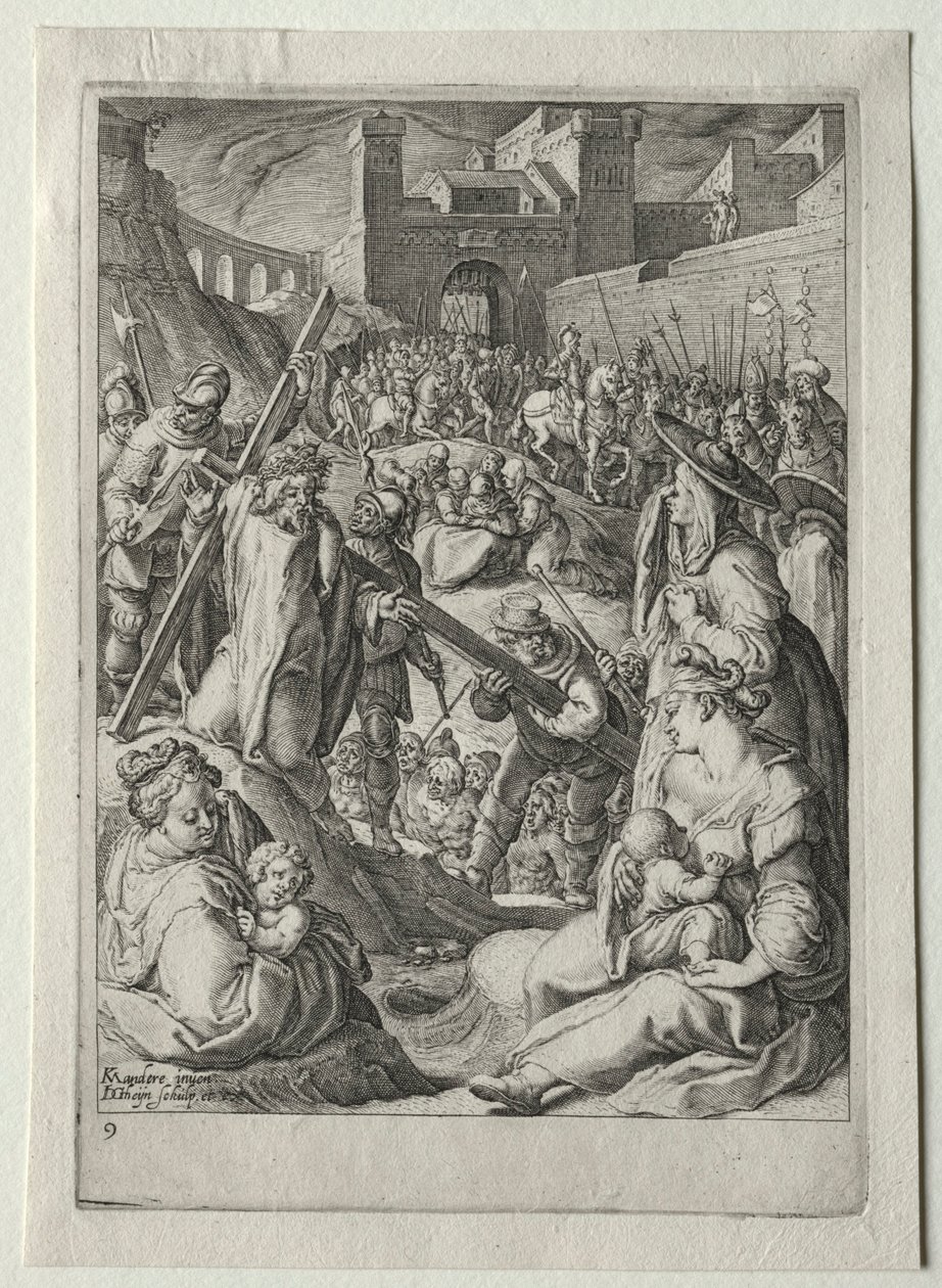 Passieset:  Christus draagt het kruis door Jacob de Gheyn II