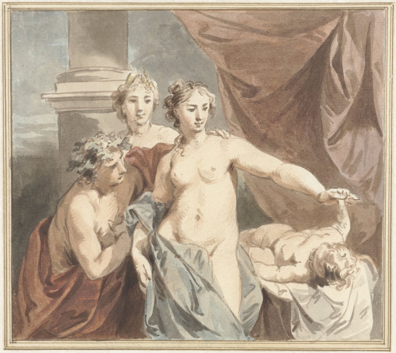 Ceres, Venus, Bacchus en slapende Amor door Jacob de Wit