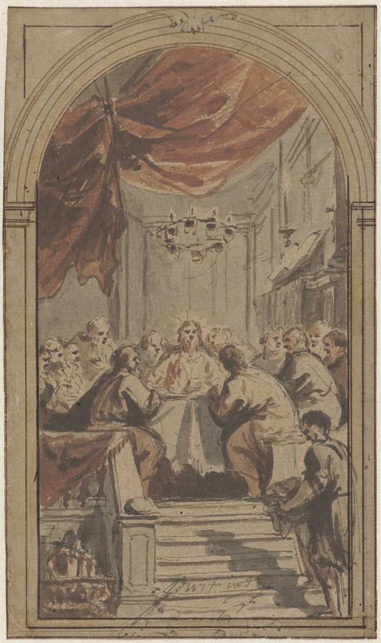 Het Heilig Avondmaal, voorgesteld in de opperzaal door Jacob de Wit