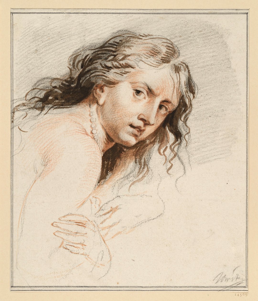 Deelstudie van een Susanna, hoofd en handen door Jacob de Wit