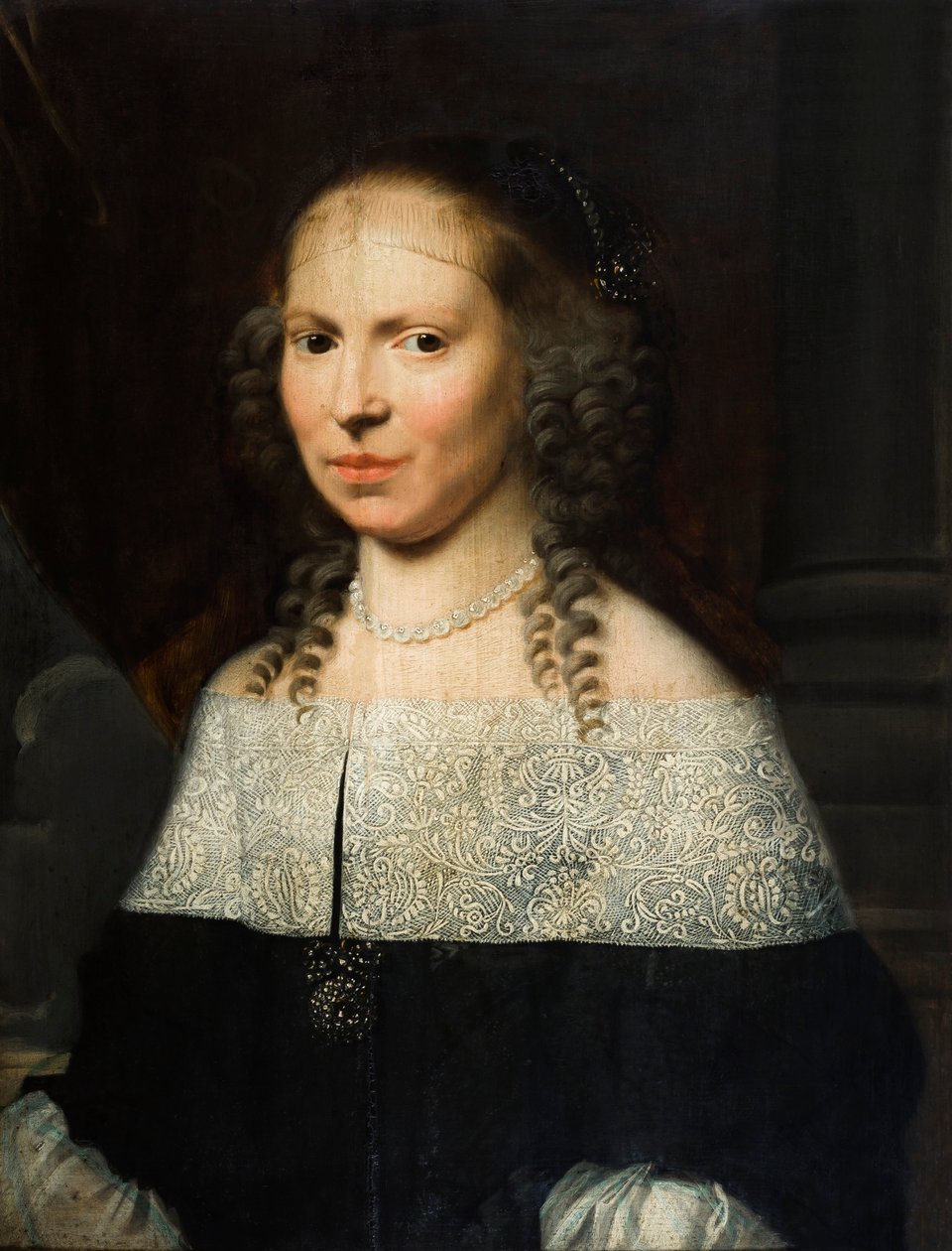 Portrait of Anna Goos (1627-1691) door Jacob van Reesbroeck