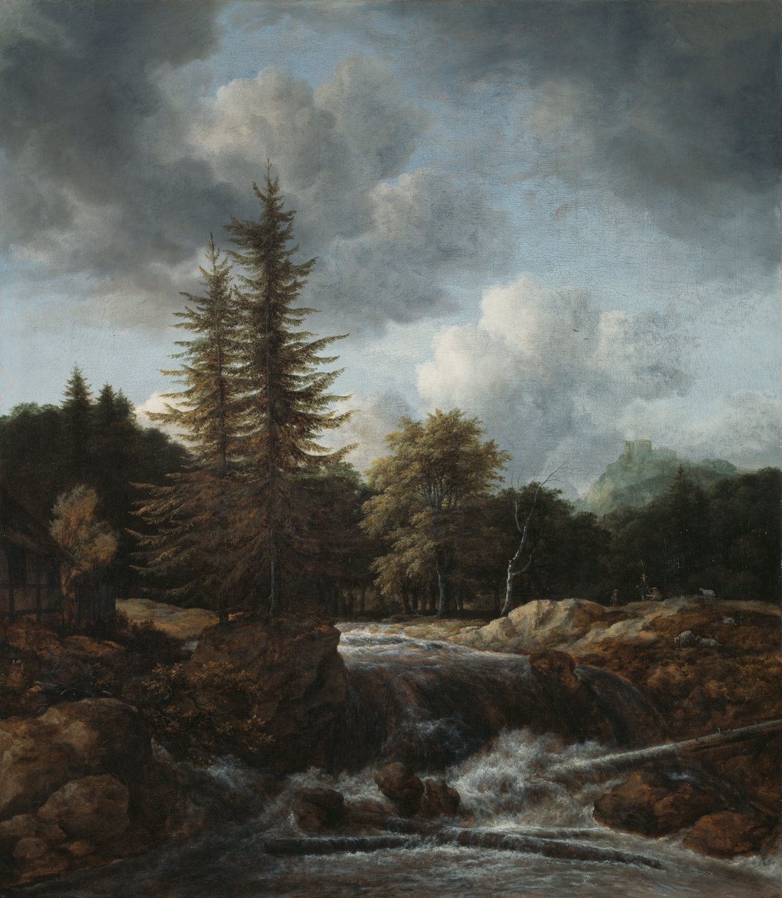 Landschap met waterval door Jacob van Ruisdael