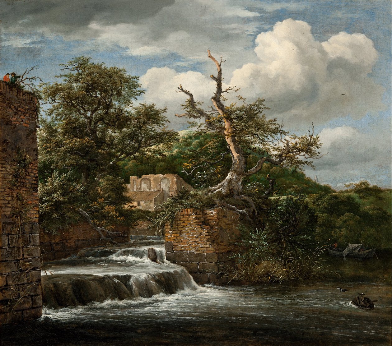Landschap met een molengang en ruïnes door Jacob van Ruisdael
