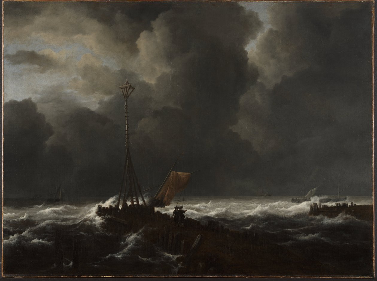 Ruwe Zee bij een Steiger door Jacob van Ruisdael