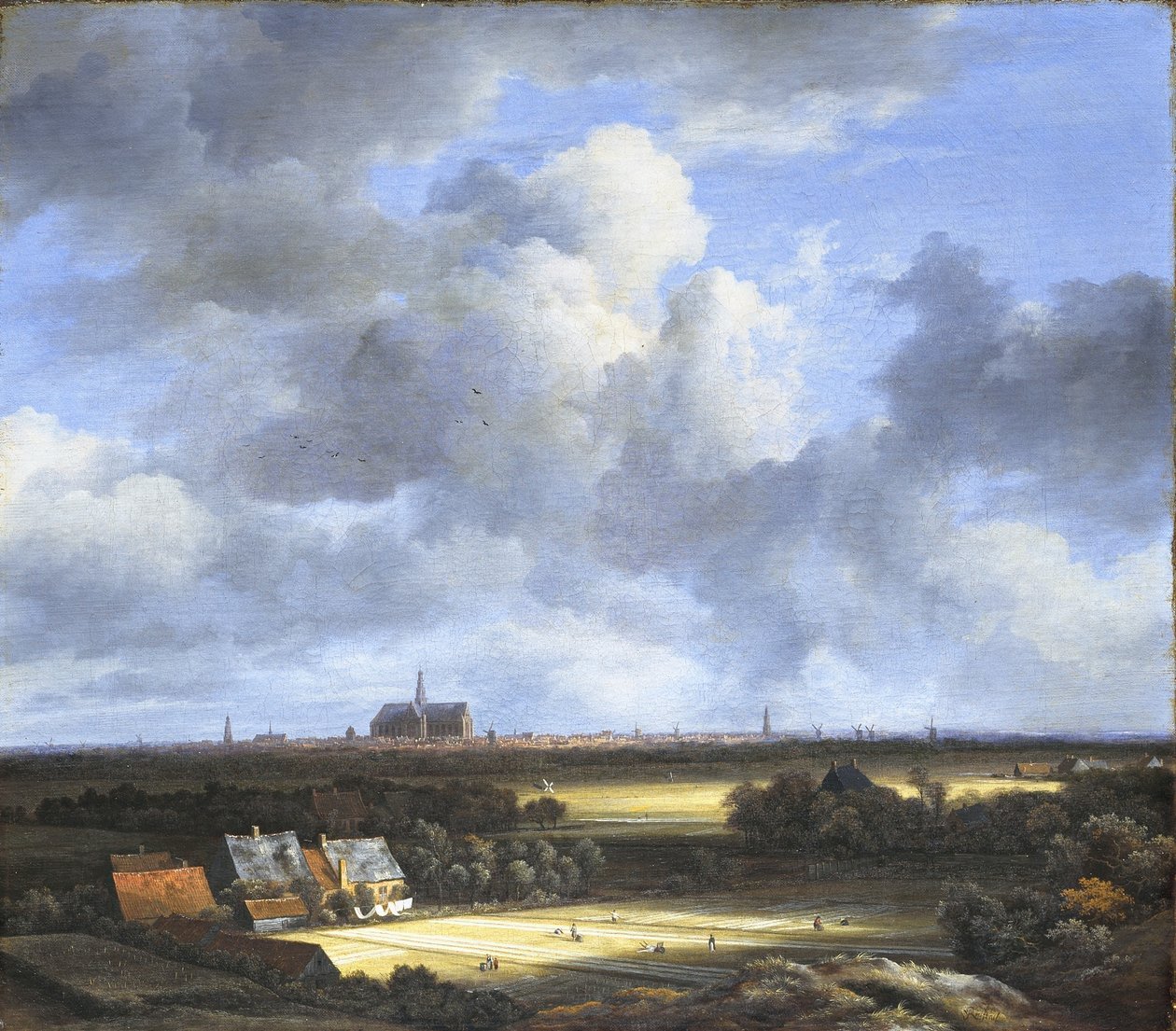 Gezicht op bleekvelden en Haarlem door Jacob van Ruisdael