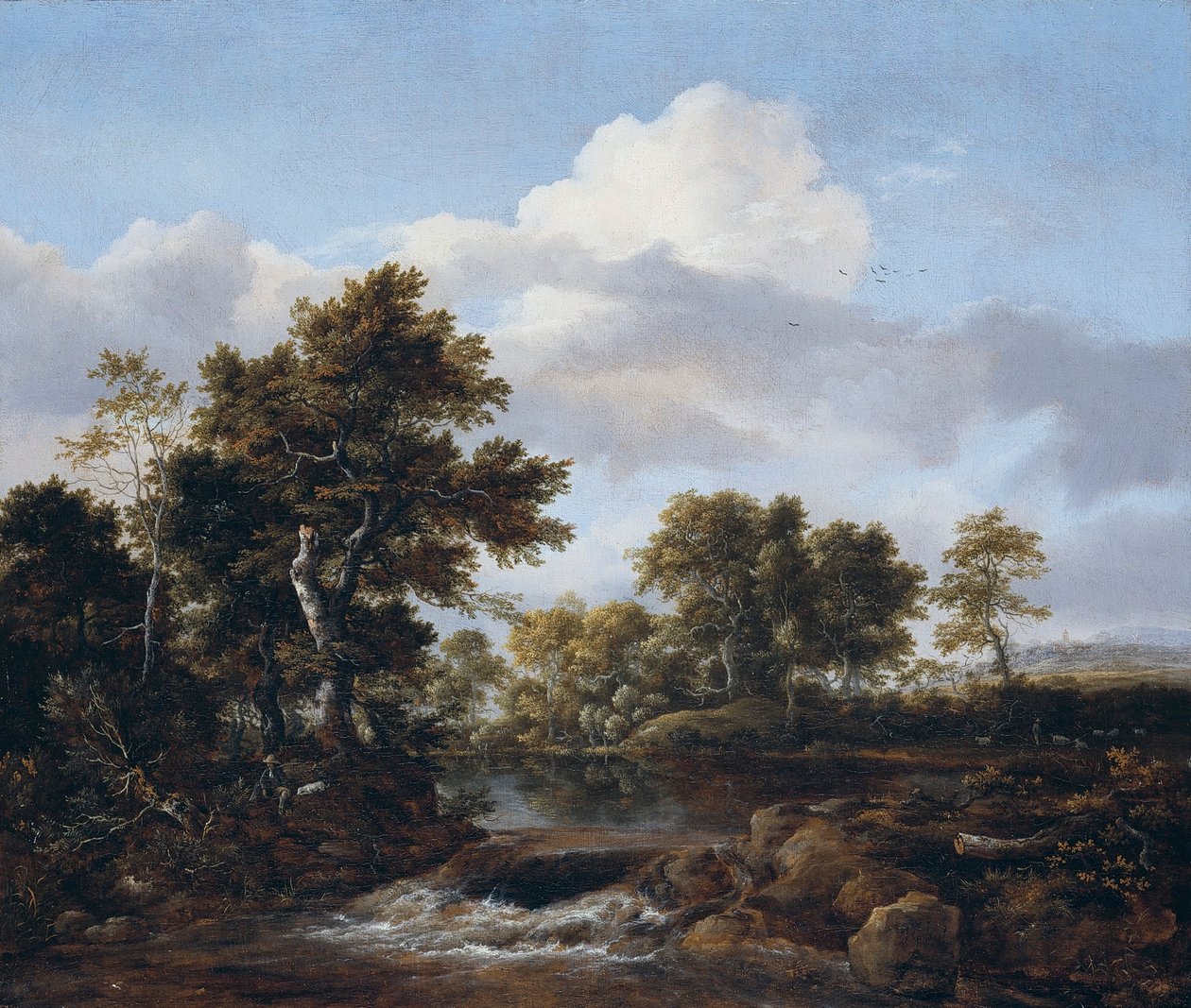 Bosrijk landschap met een beekje door Jacob van Ruisdael
