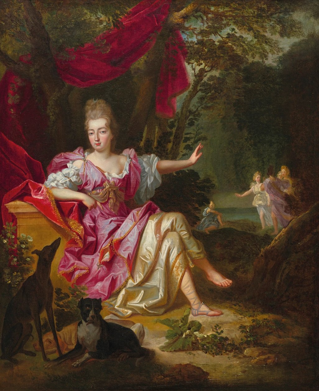 "Portret van een vrouw als Diana door Jacob van Schuppen