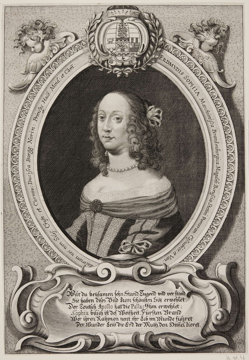 Duits: Erdmuthe Sophia, markgravin van Saksen en Brandenburg-Bayreuth door Jacob von Sandrart