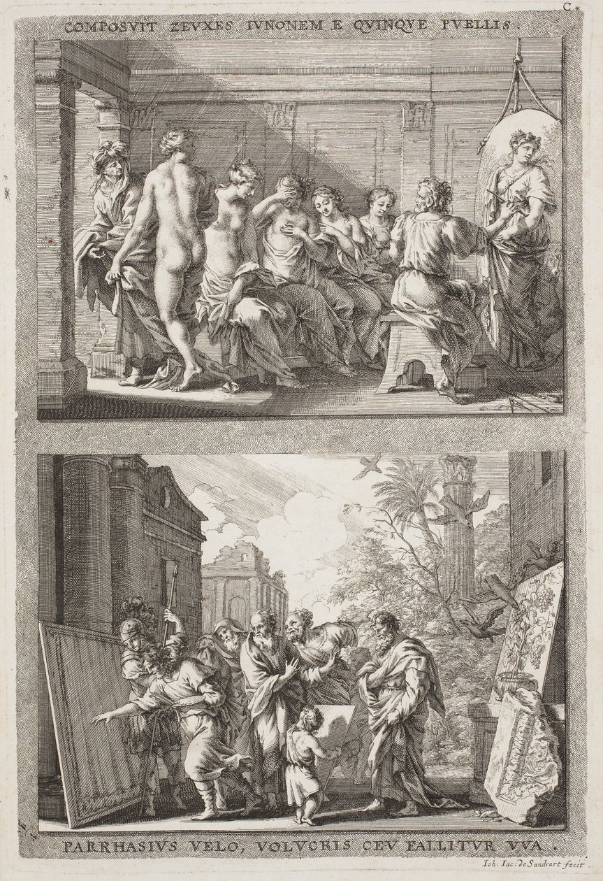 Zeuxis en Parrhassius door Jacob von Sandrart