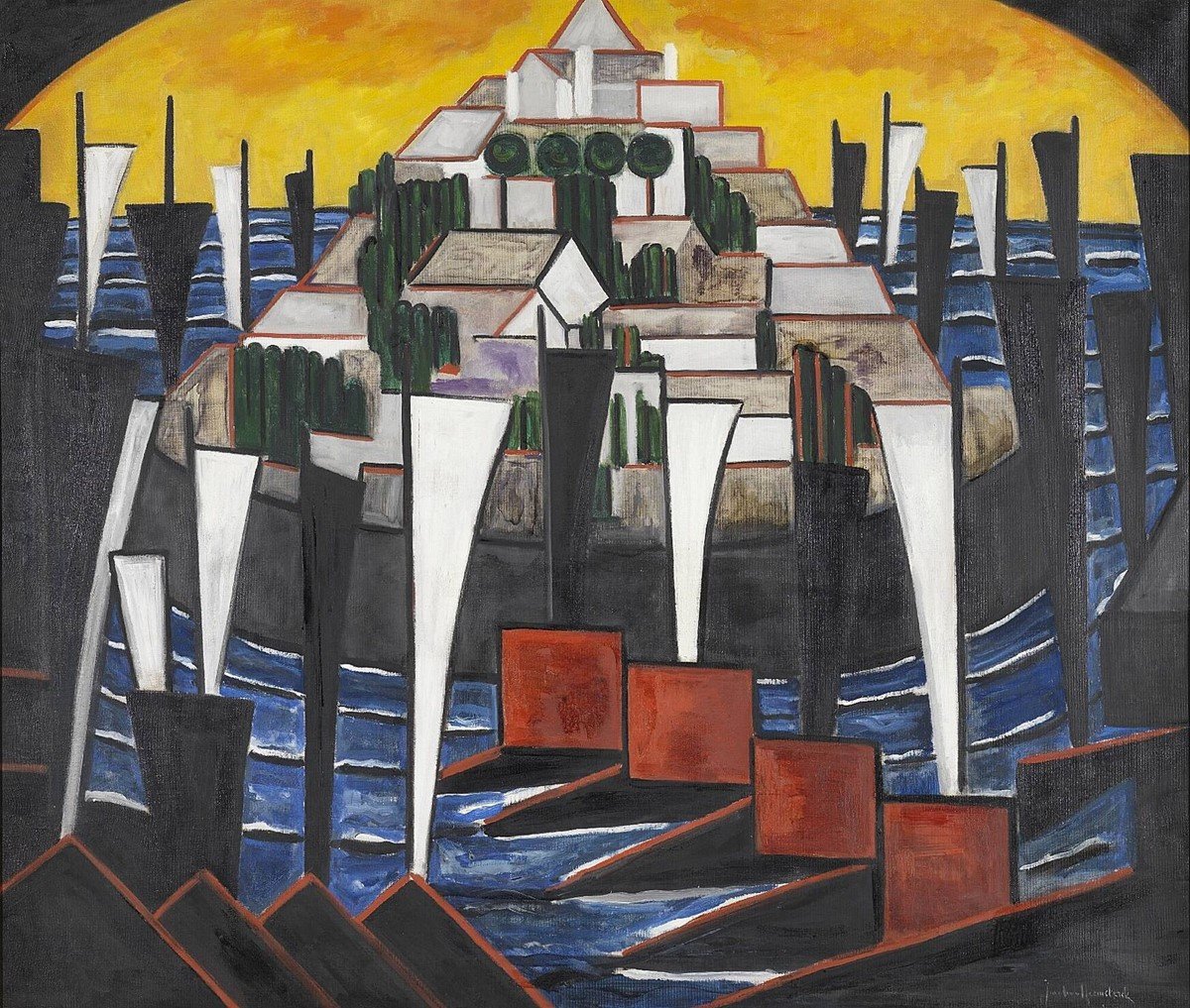 Schilderij nr. 15 Zeilboten door Jacoba Berendina van Heemskerck van Beest