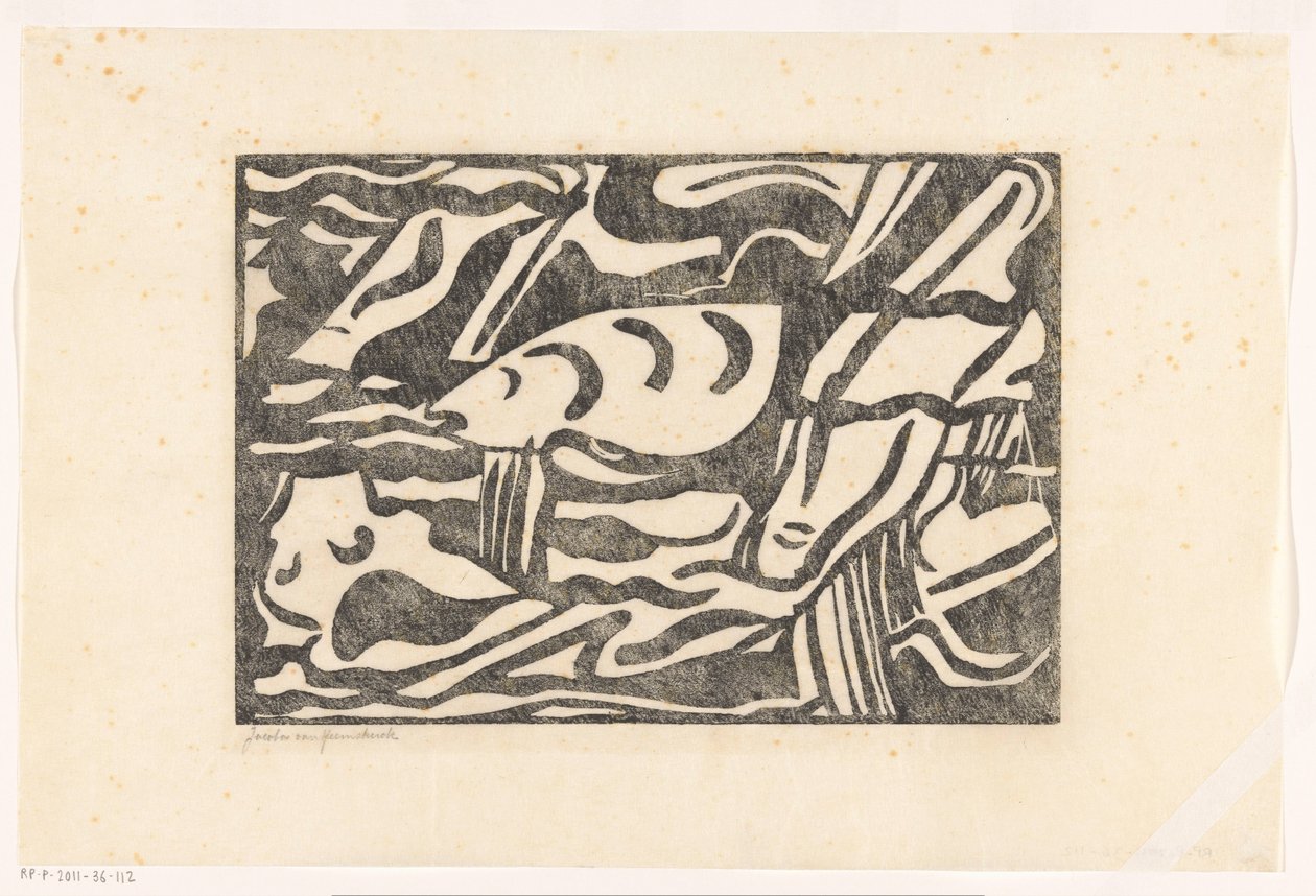Compositie XIII (originele titel) door Jacoba van Heemskerck (signed by artist)