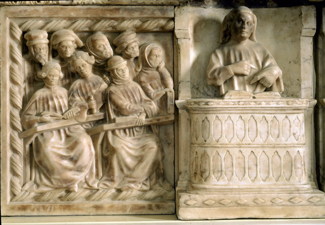 Grafmonument van Carlo, Roberto en Riccardo da Saliceto: studenten volgen een cursus door Jacobello and Pier Paolo dalle Masegne