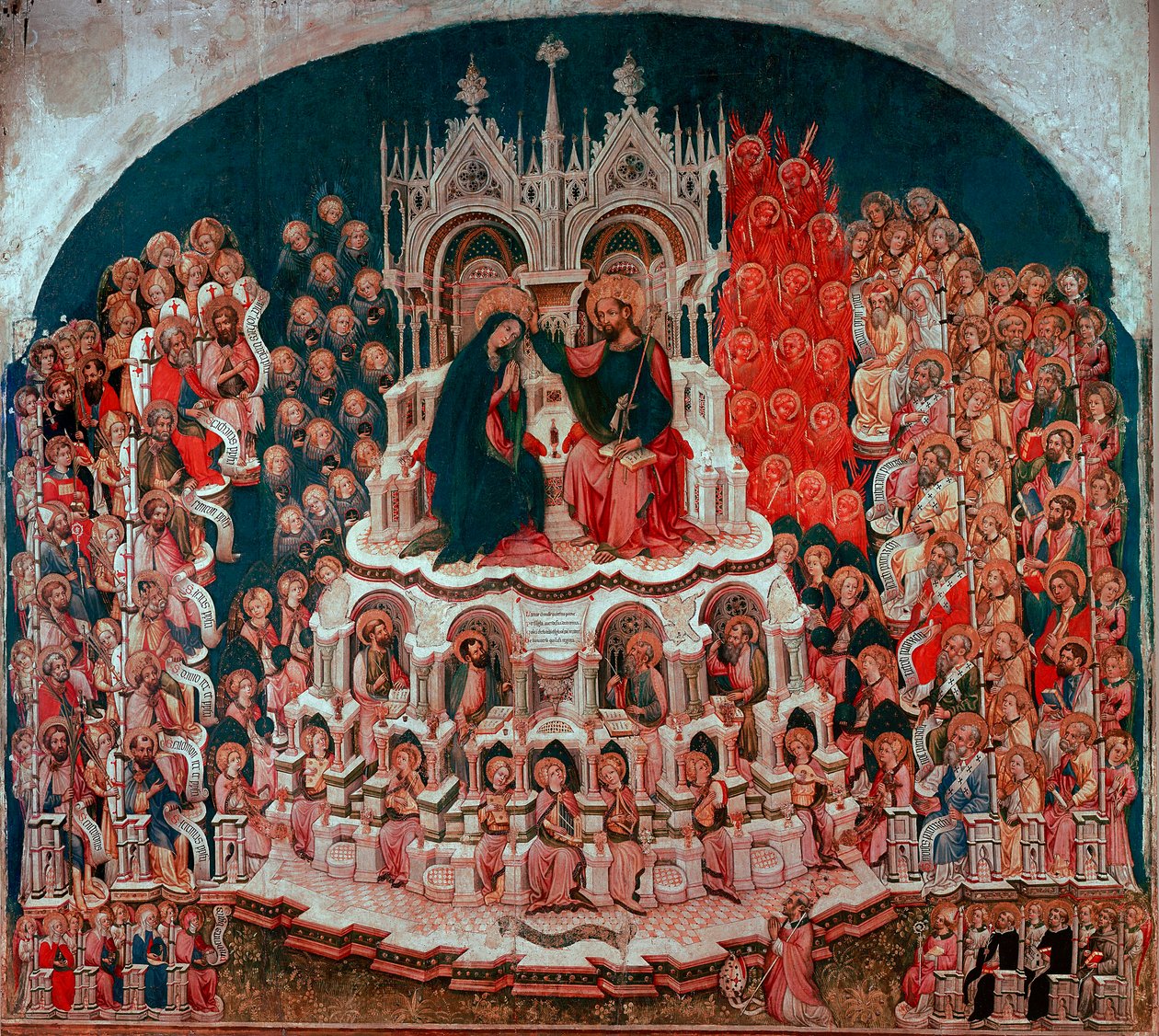De kroning van de Maagd in het Paradijs. Schilderij op hout door Jacobello del Fiore (1370-1439). 15e eeuw. Galleria dell