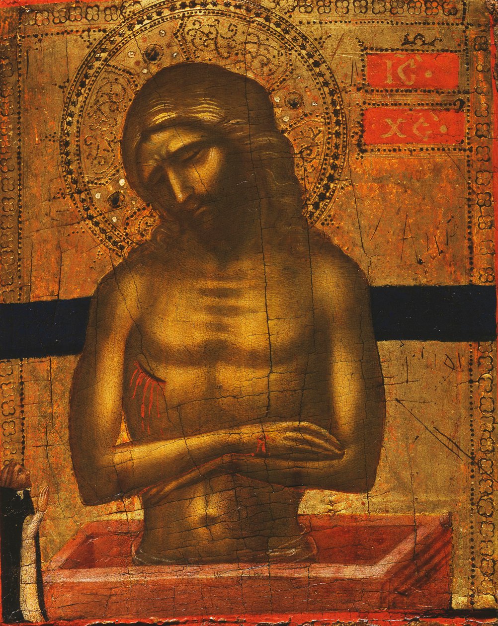 Christus bij het graf met een Dominicaanse monnik door Jacobello di Bonomo