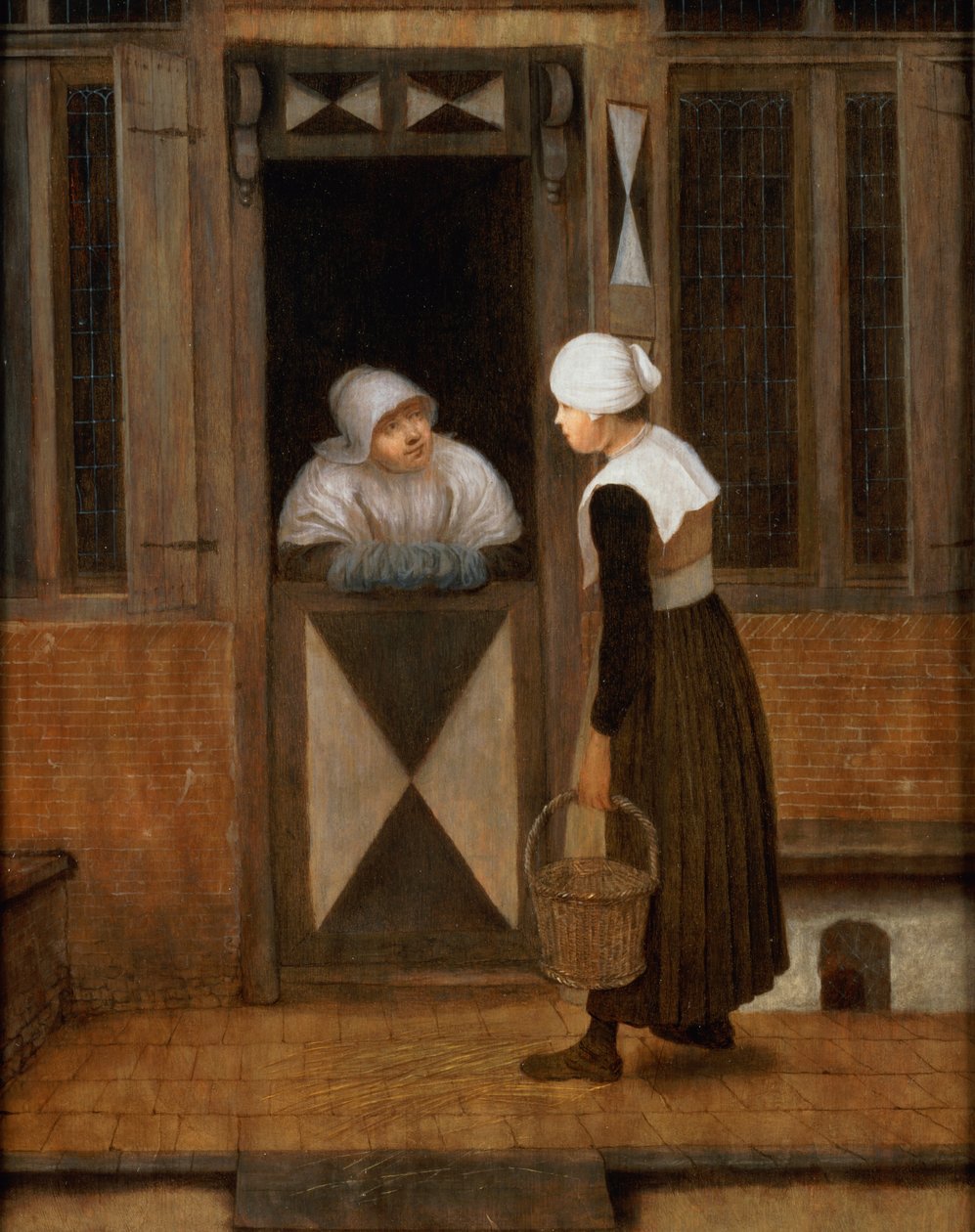 Een Gesprek op Straat door Jacobus Vrel or Frel