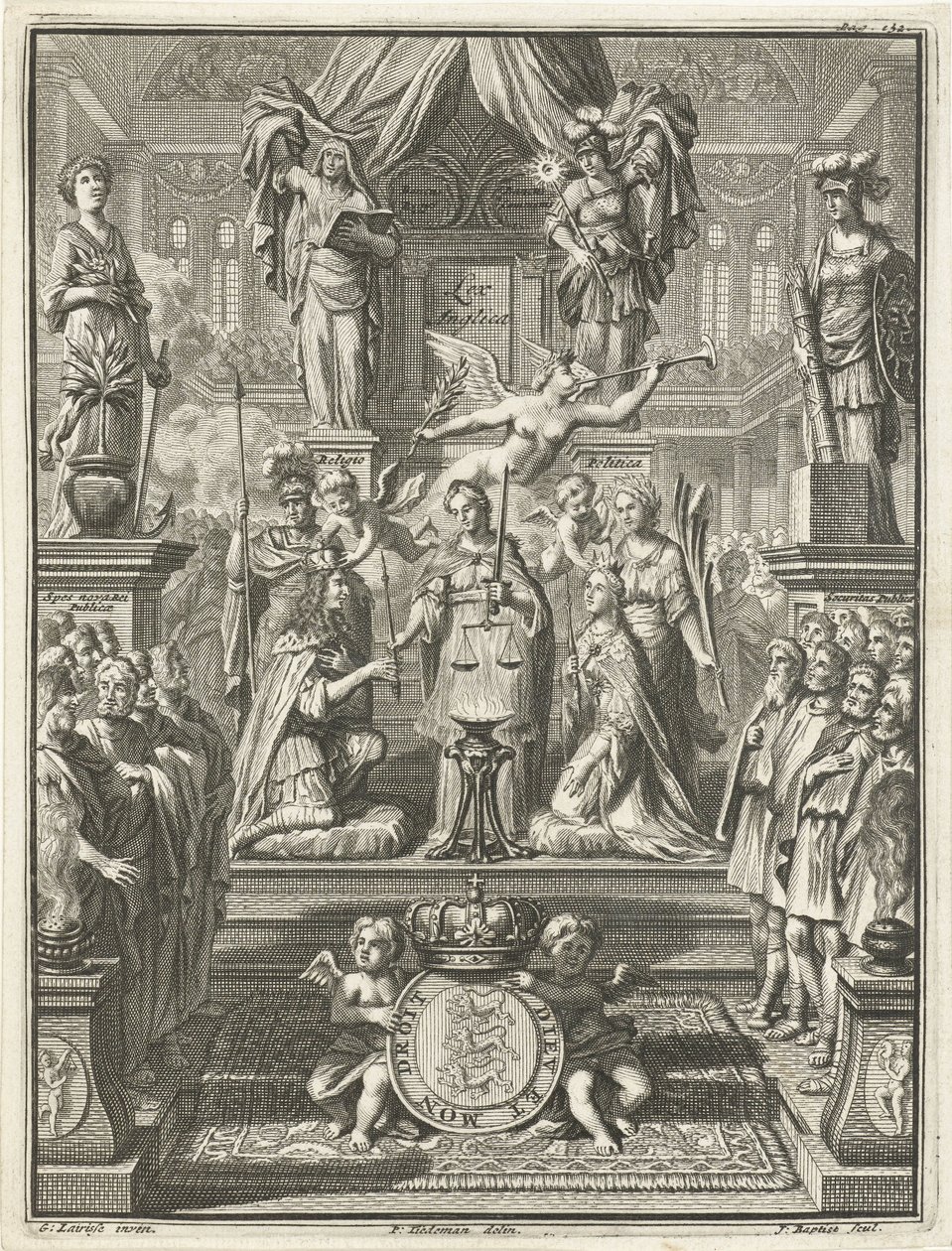 Kroning van Willem III en Maria Stuart, 1689 door Jacobus Baptist