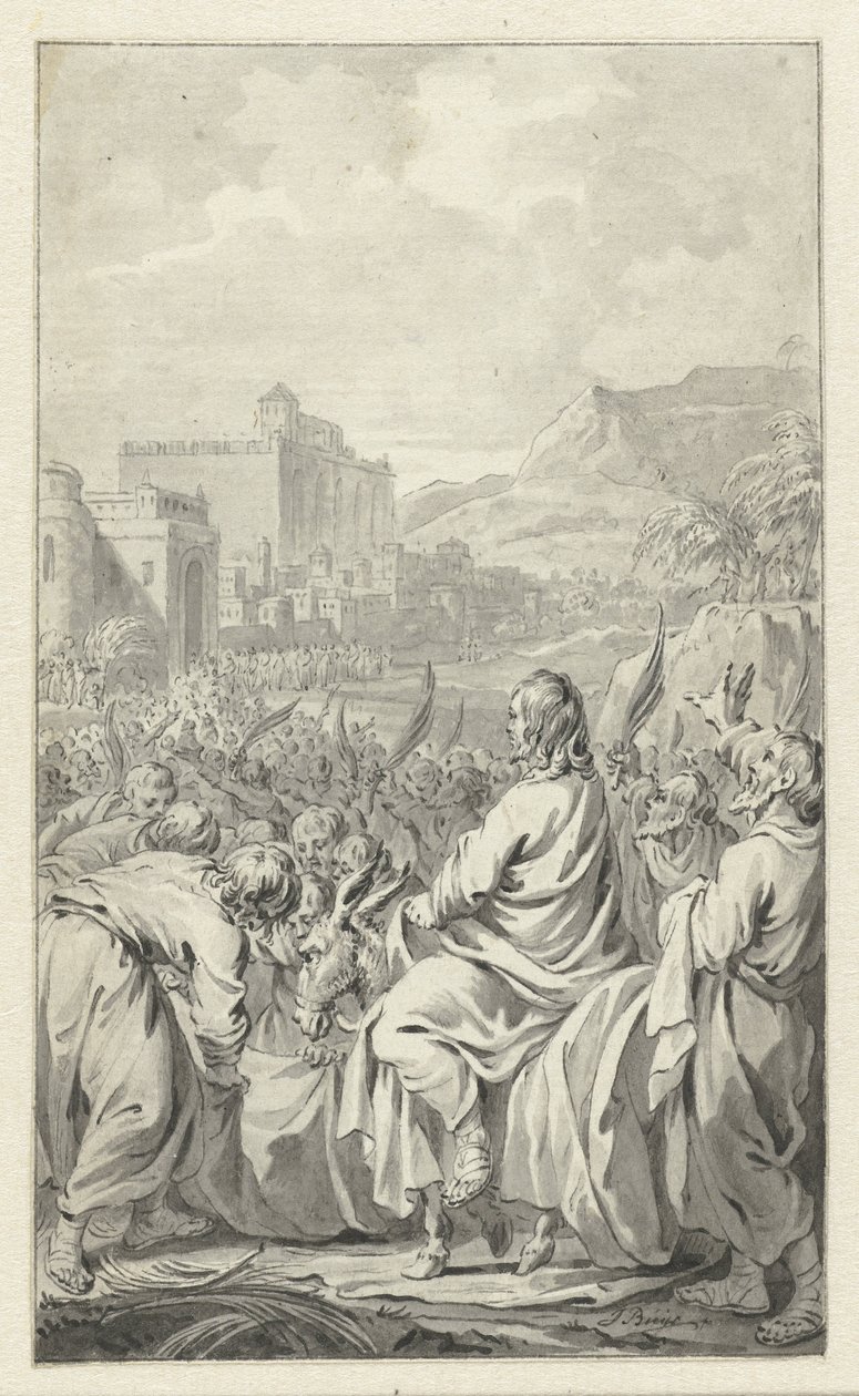 De intocht in Jerusalem door Jacobus Buys