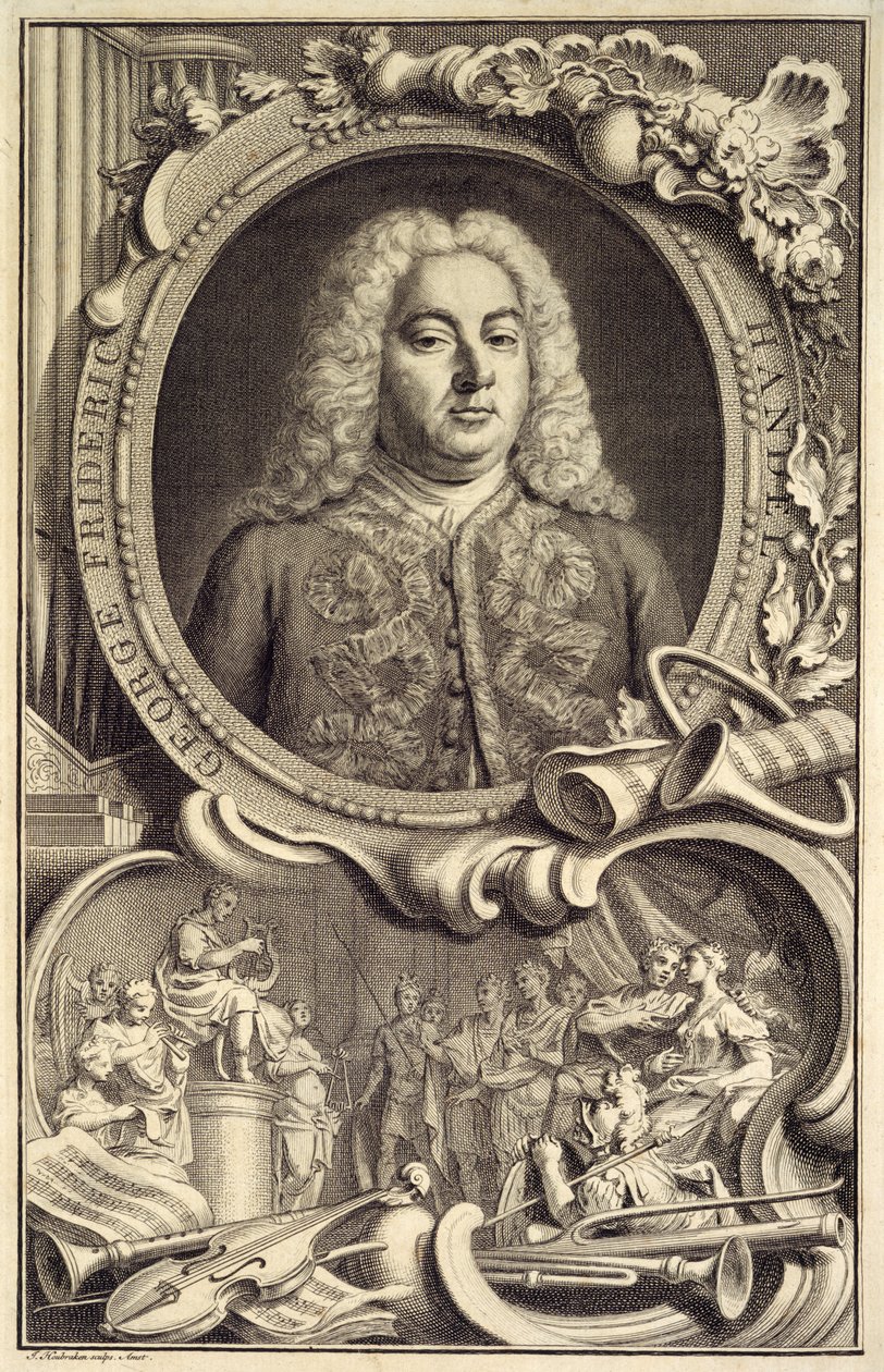 Portret van G.F. Handel, met de titel 