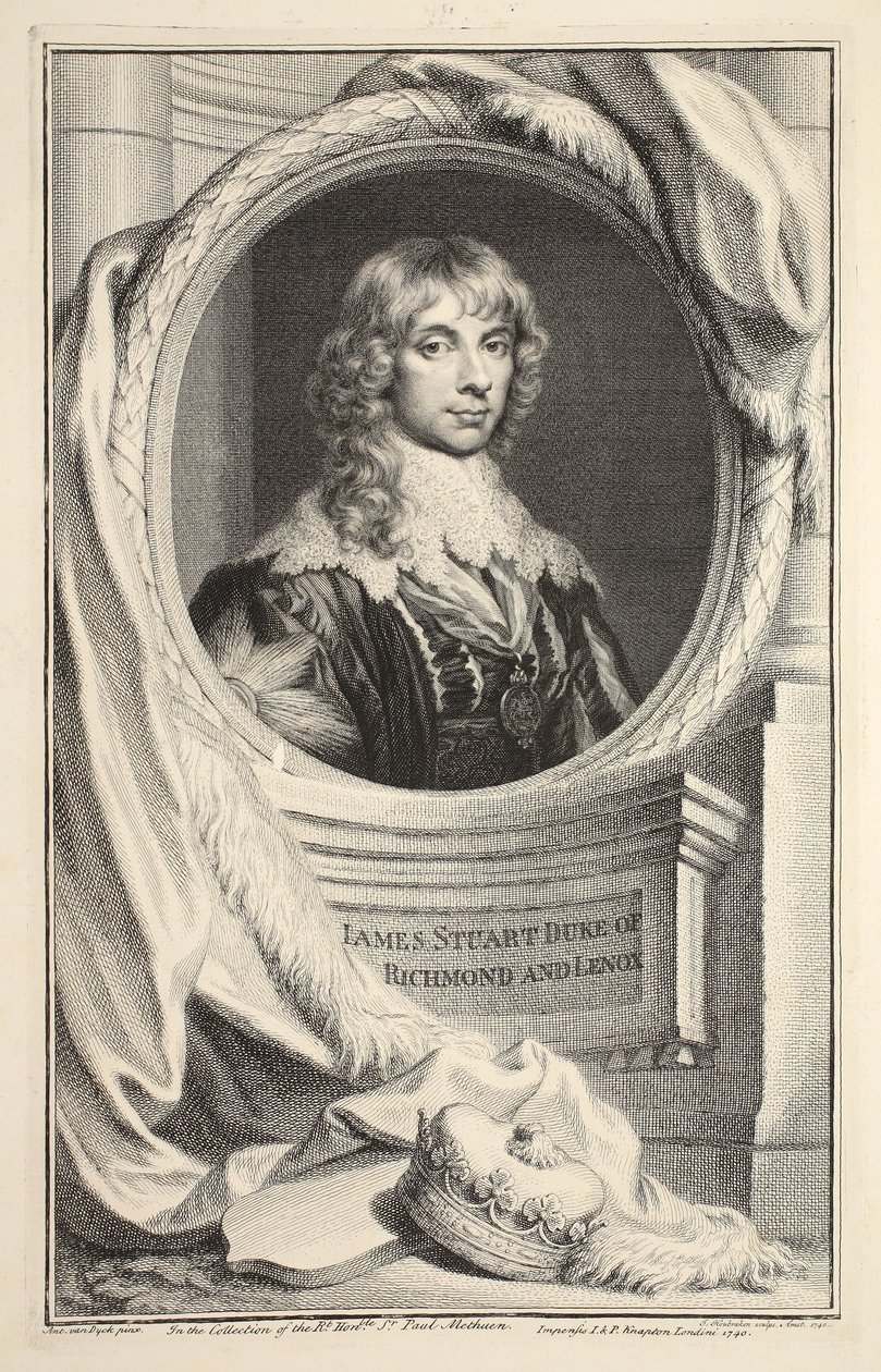 Portret van James Stuart, hertog van Richmond en Lennox, illustratie uit 
