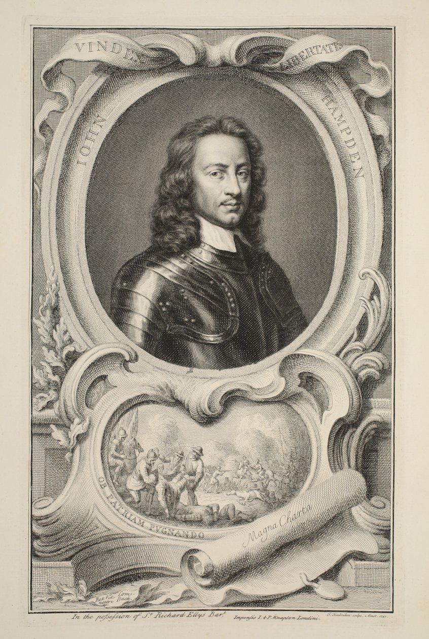 Portret van John Hampden, illustratie uit 