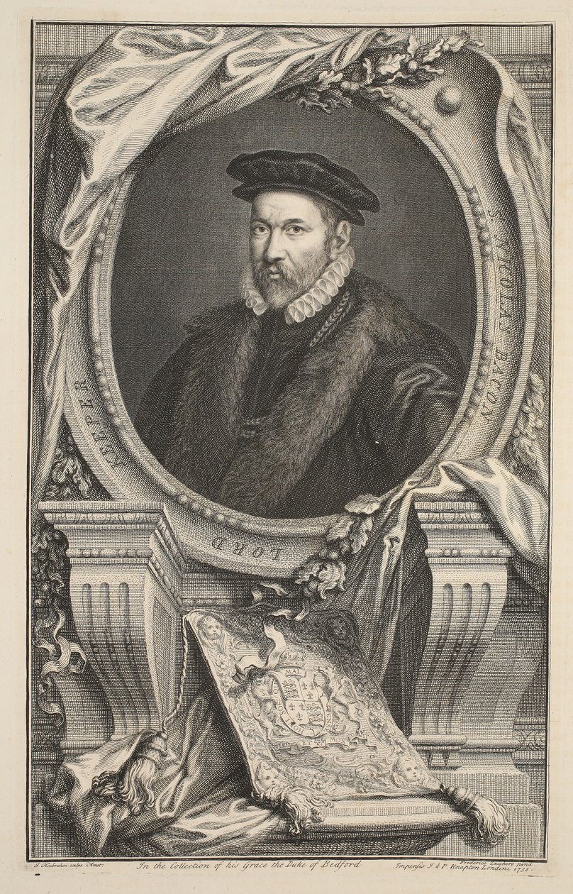 Portret van Nicholas Bacon, illustratie uit 