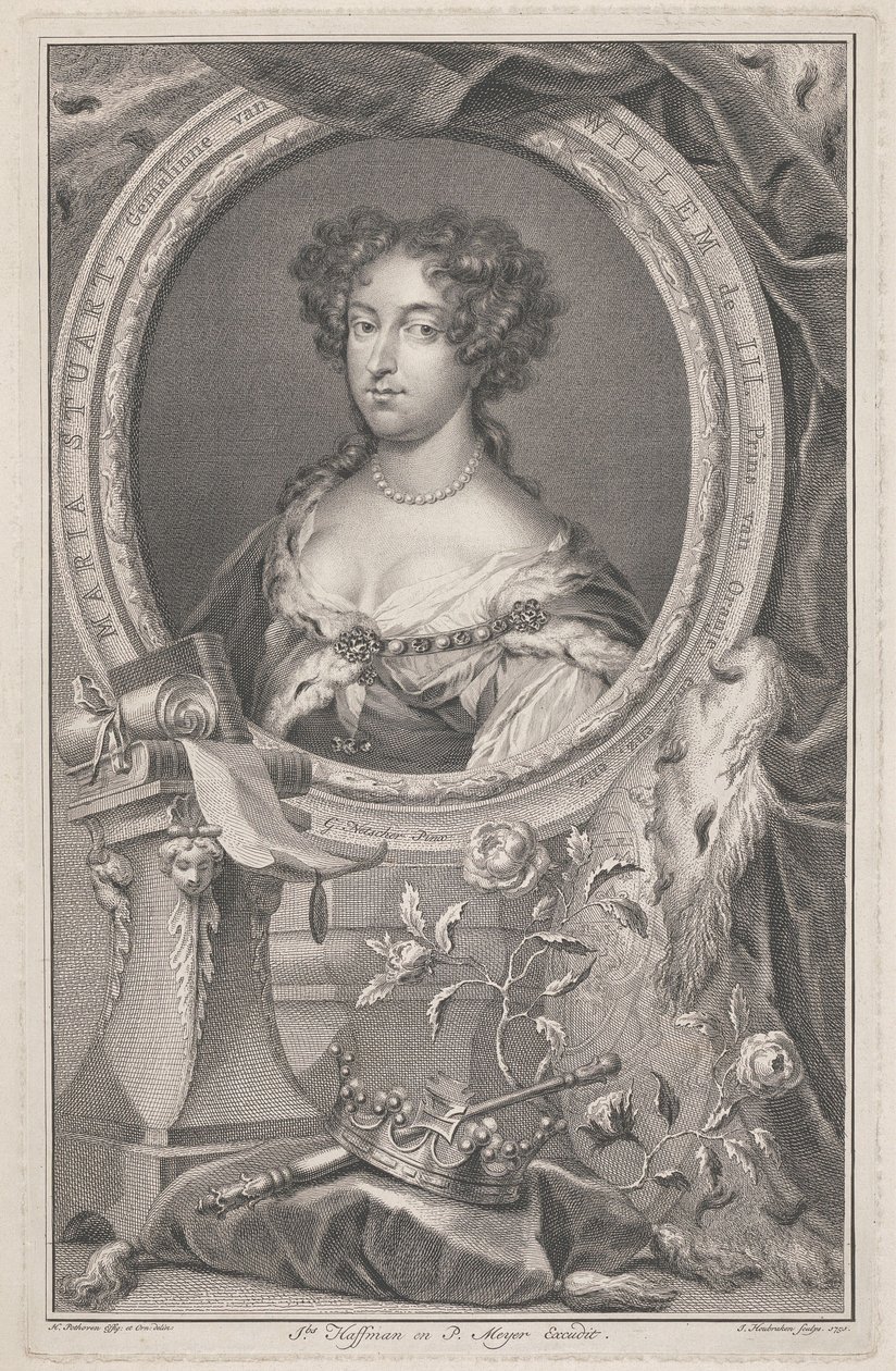 Queen Mary II door Jacobus Houbraken