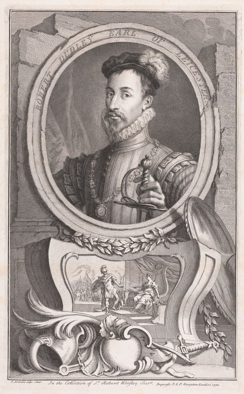Robert Dudley, graaf van Leicester door Jacobus Houbraken