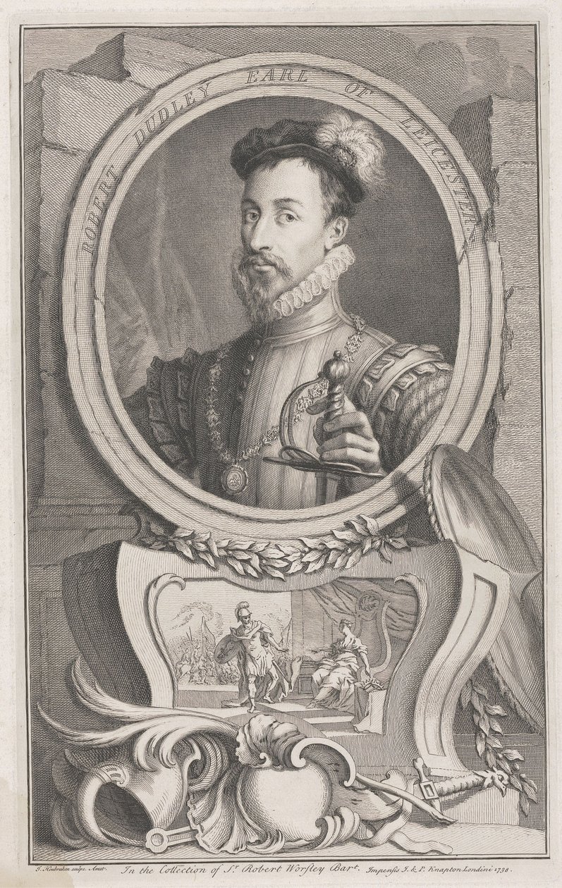 Robert Dudley, graaf van Leicester door Jacobus Houbraken