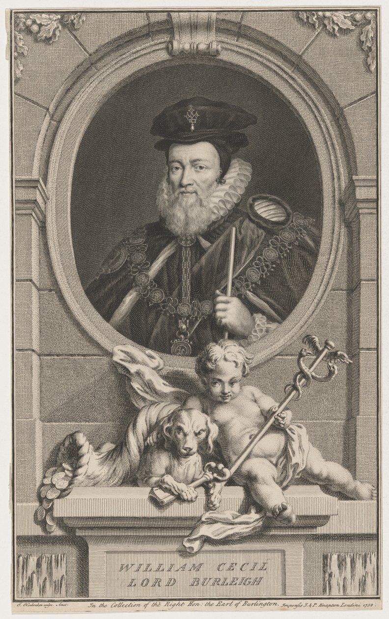 William Cecil, Lord Burleigh door Jacobus Houbraken