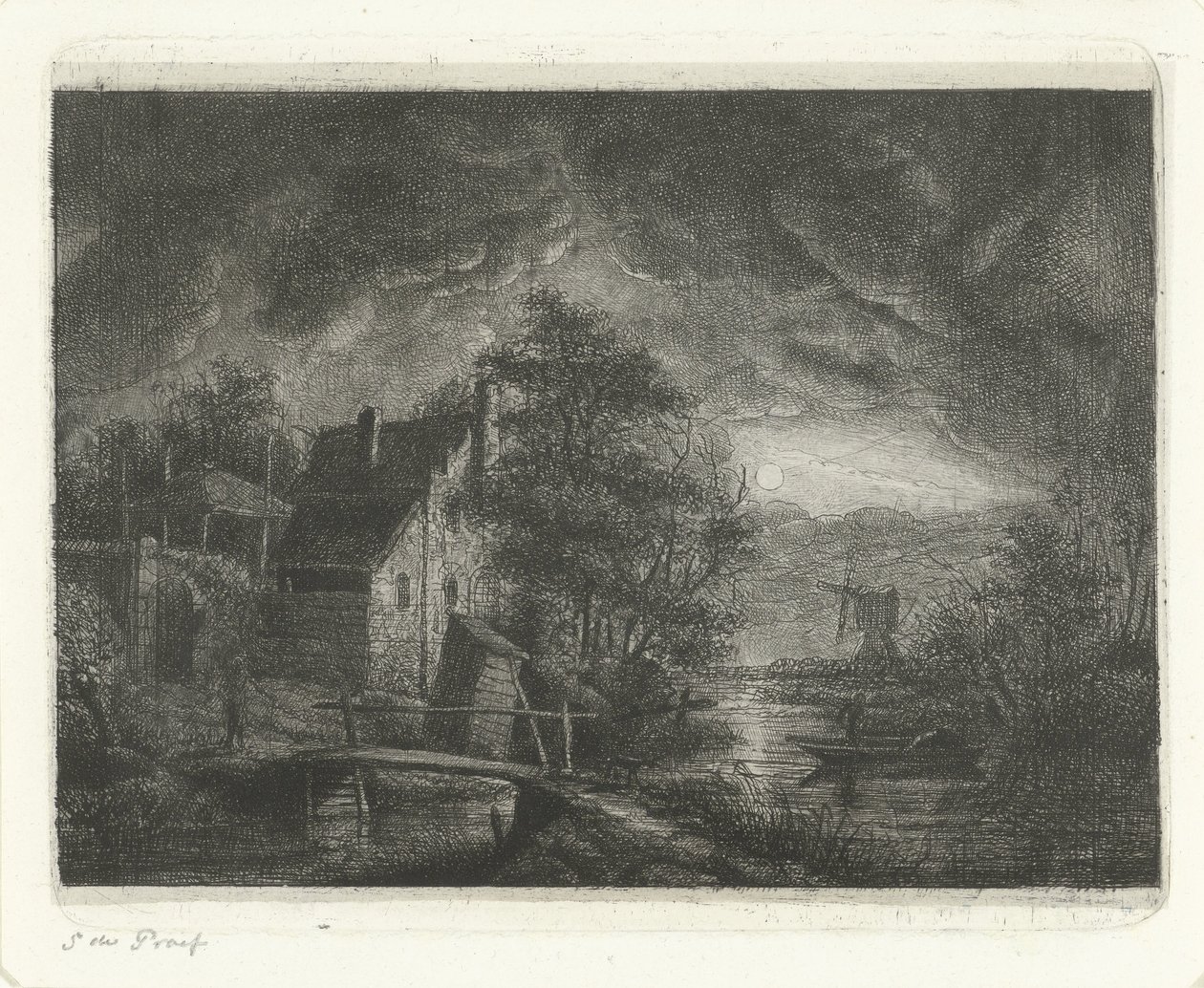 Landschap bij maanlicht door Jacobus Ludovicus Cornet