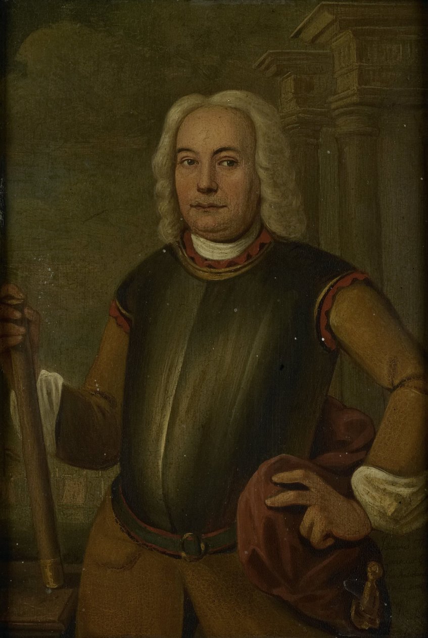 Portret van Johannes Thedens, gouverneur-generaal van de VOC door Jacobus Oliphant