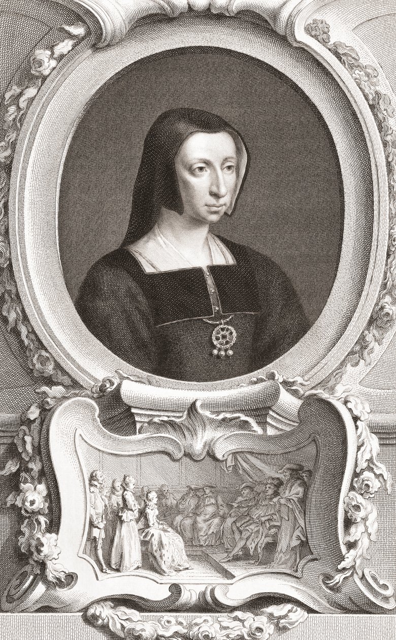 Louise van Savoye (1476-1531) Franse edelvrouw en regentes, hertogin van Auvergne en Bourbon, hertogin van Nemours, en moeder van koning Frans I door Jacobus and Vertue George Houbraken