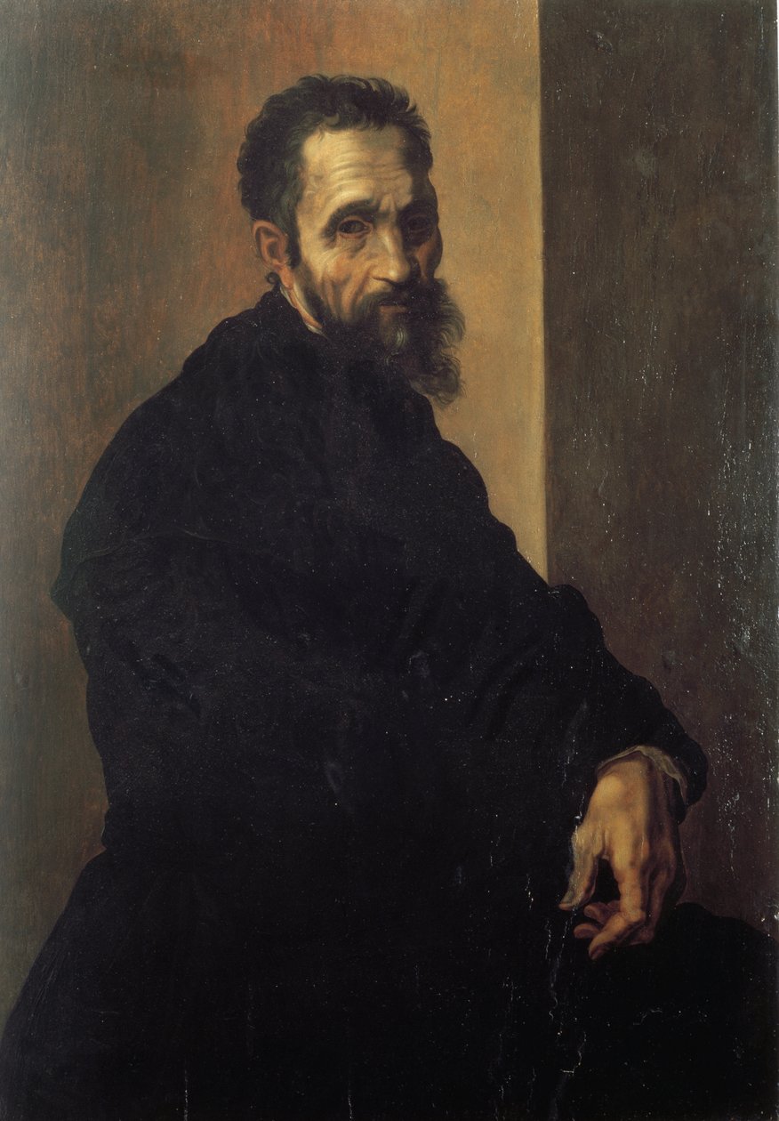 Portret van Michelangelo Buonarroti door Jacopino del Conte