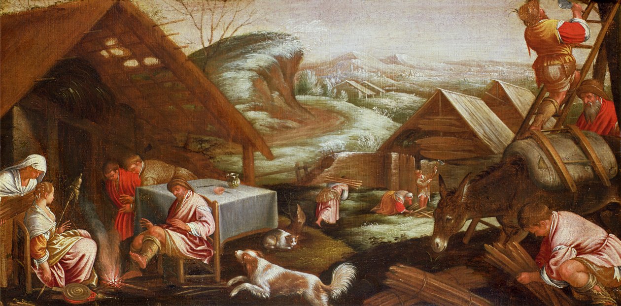 Winterscène door Jacopo Bassano