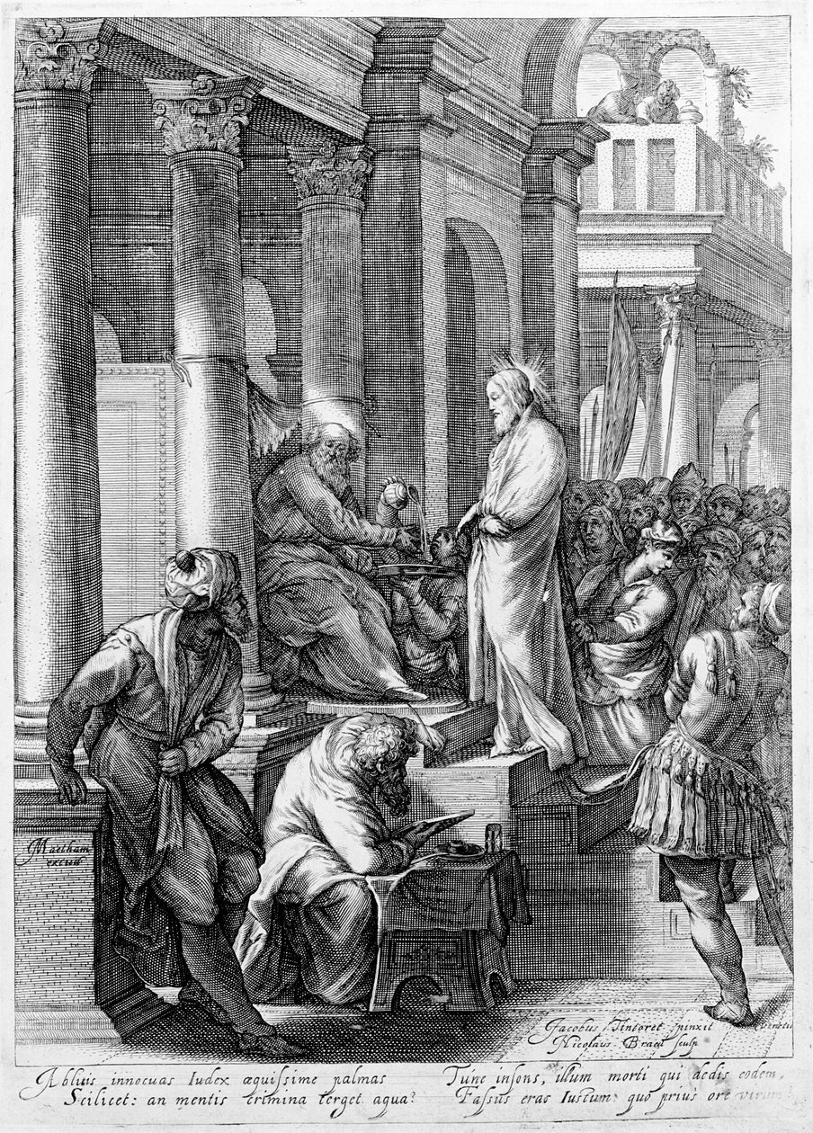 Christus voor Pilatus, gegraveerd door Nicolaes Braeu door Jacopo Robusti Tintoretto