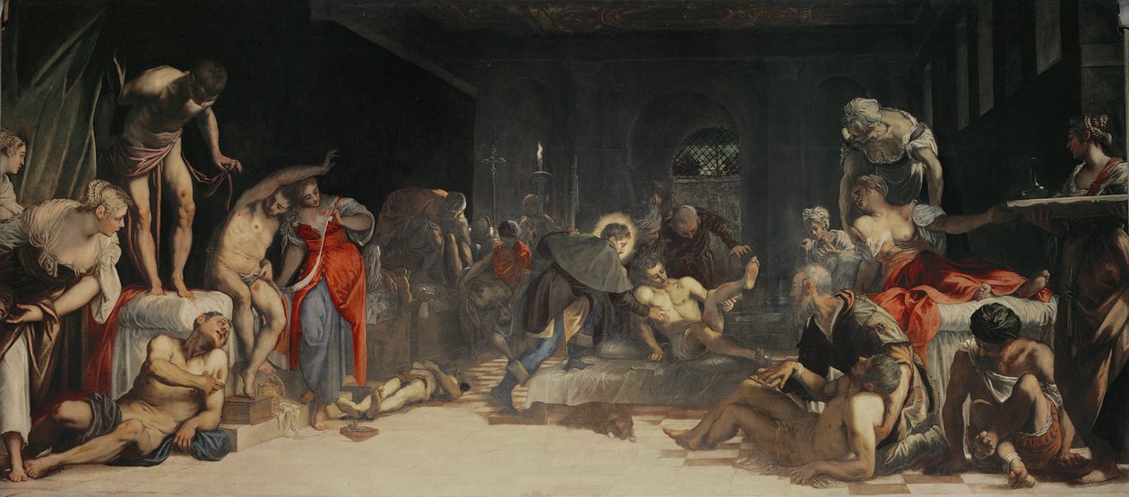 St. Roch geneest de pest door Jacopo Robusti Tintoretto