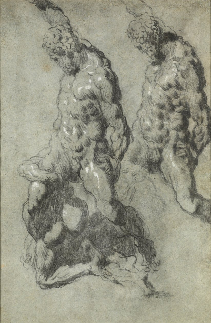 Twee Studies van Simson die de Filistijnen Verslaat door Jacopo Robusti Tintoretto