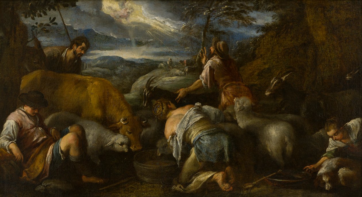 De Annunciatie aan de herders, ca. 1530-92 door Jacopo Bassano