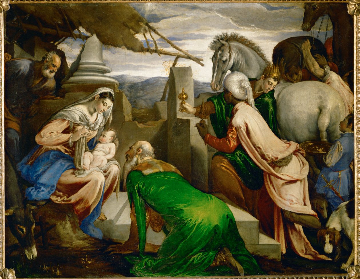 De aanbidding van de Wijzen ... (olieverf op doek) door Jacopo (1510 92) Bassano