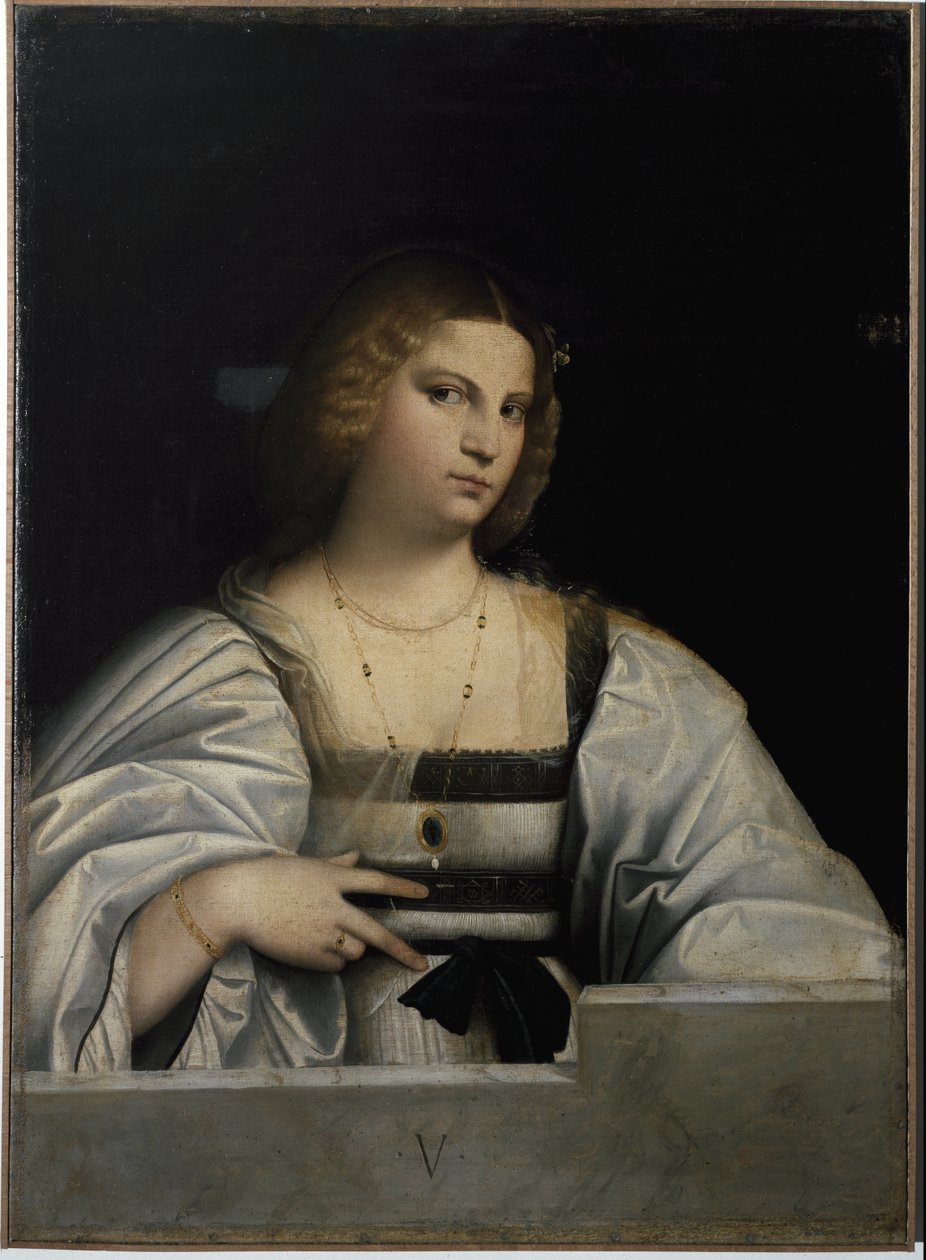 Portret van een dame, Allegorie van Maagdelijkheid door Jacopo (c.1480 1528) Palma