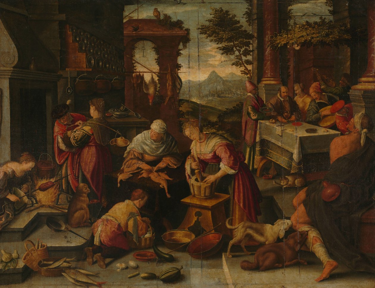 Lazarus en de rijke man door Jacopo Bassano (copy after)